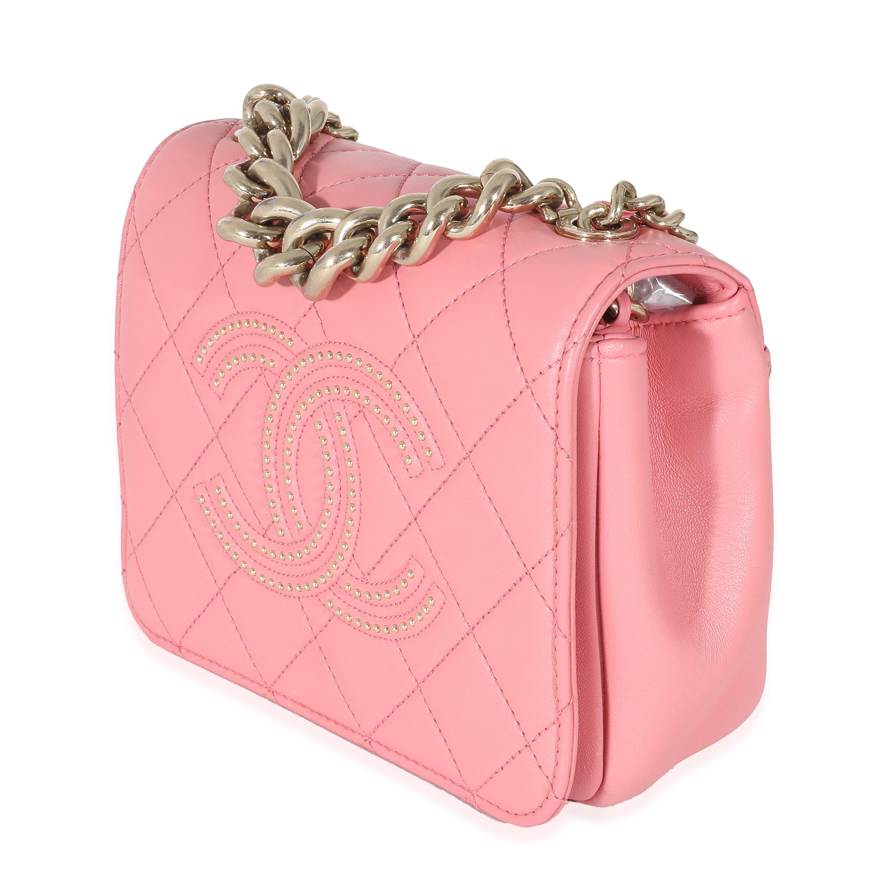 Chanel Pink Quilted Calfskin Beauty Begins Flap Bag In Excellent Condition For Sale In New York, NY