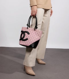 Chanel Pink Quilted Calfskin Leather Small Cambon Tote Bag