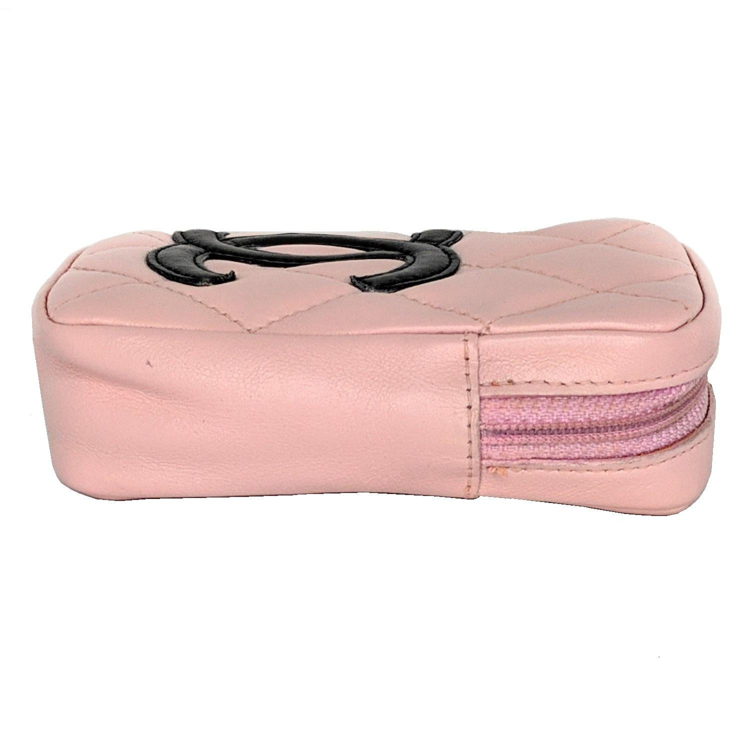 Beige Chanel Pink Quilted Calfskin Mini Ligne Cambon Pouch