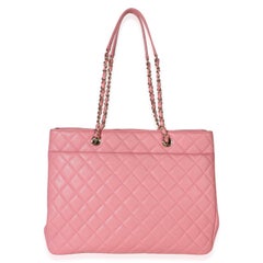 Chanel Pink Quilted Caviar CC Large Shopper Tote