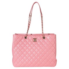 Chanel Pink Quilted Caviar CC Large Shopper Tote