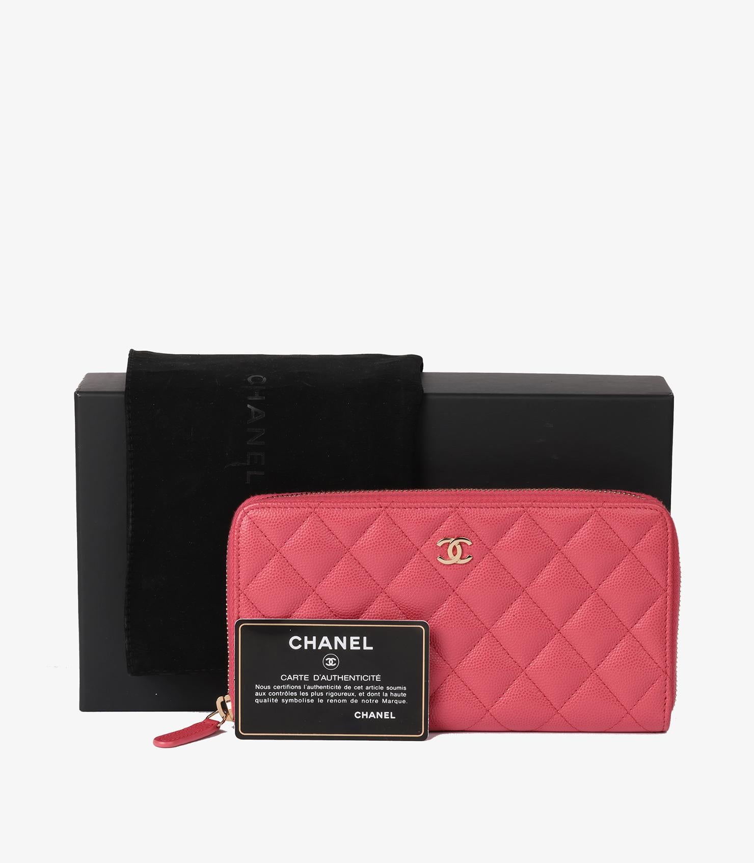 Chanel Pink Quilted Caviar Classic Long Zipped Wallet 2