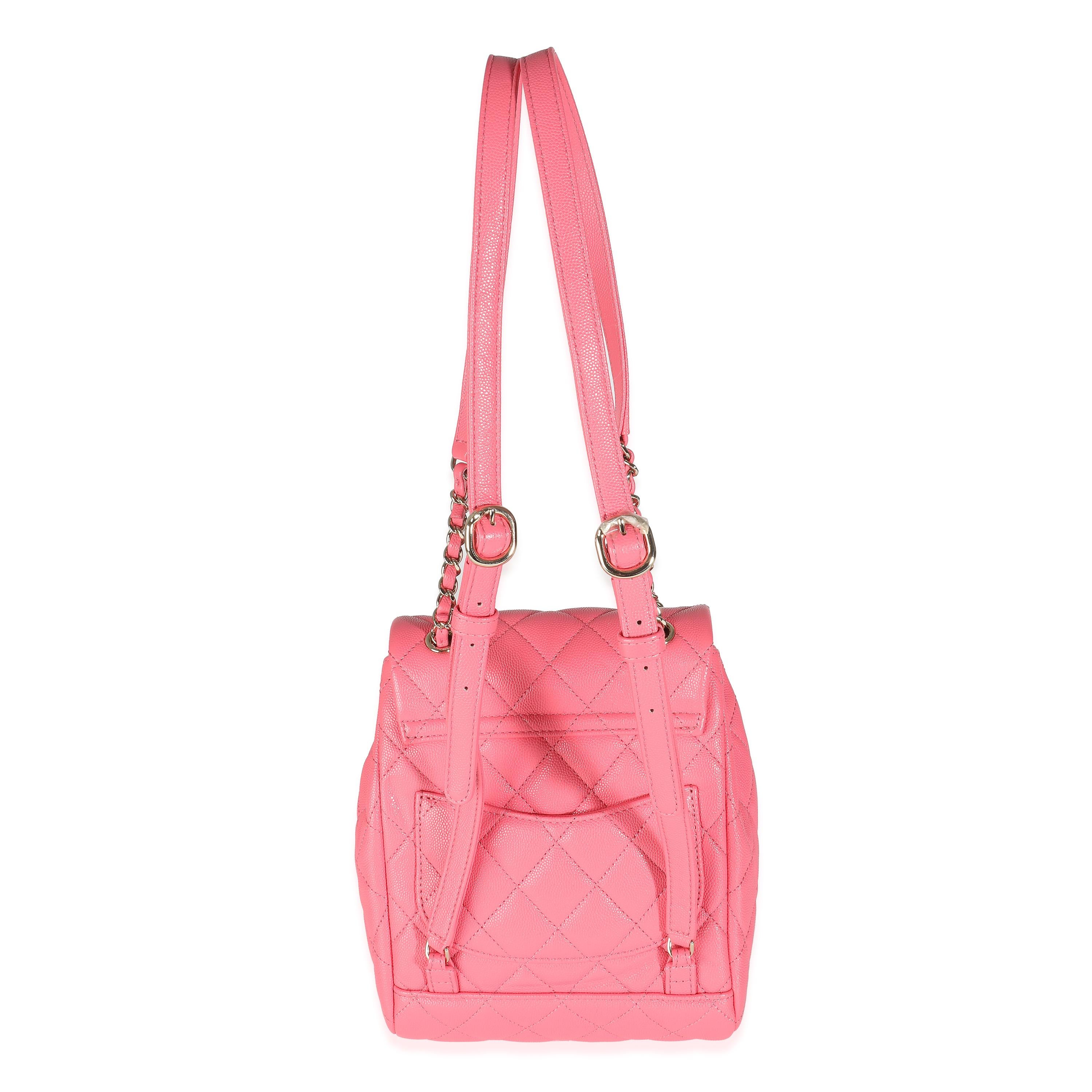 Rose Sac à main Chanel rose matelassé Caviar à cordon de serrage en vente