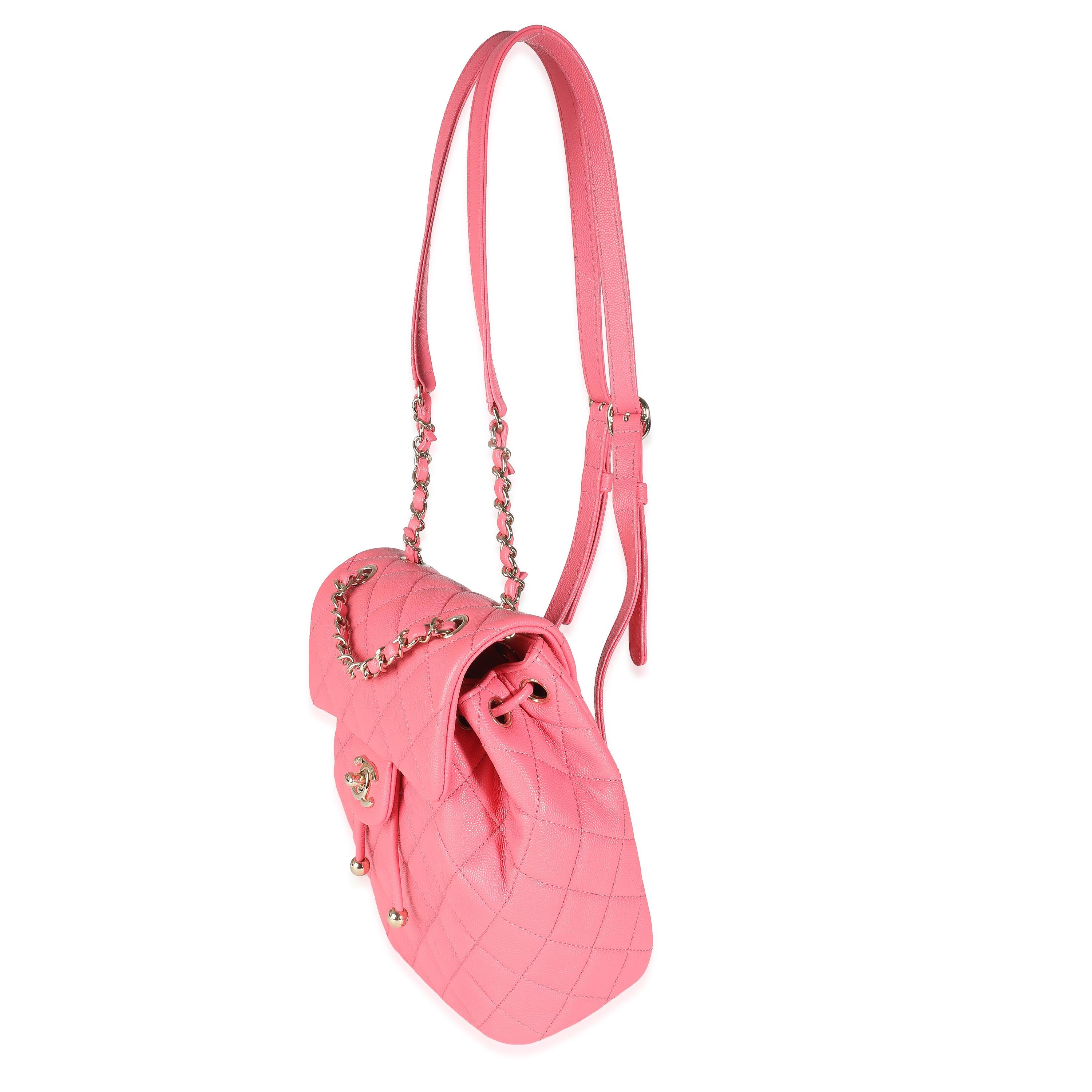 Sac à main Chanel rose matelassé Caviar à cordon de serrage Pour femmes en vente
