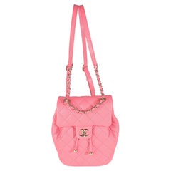 Chanel Pink Quilted Caviar Drawstring Backpack Handbag