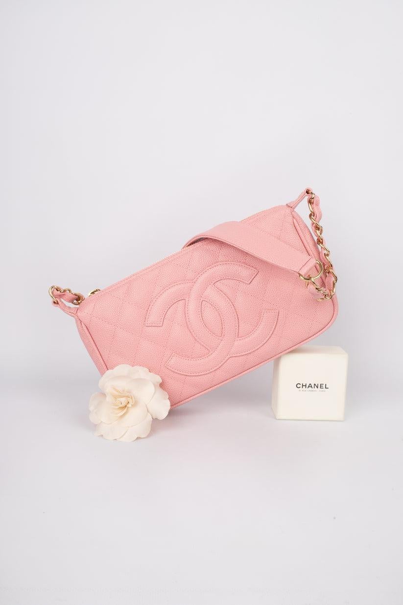 Women's Chanel Pink Quilted Caviar Grain Calf Leather Shoulder Bag, 2004/2005
