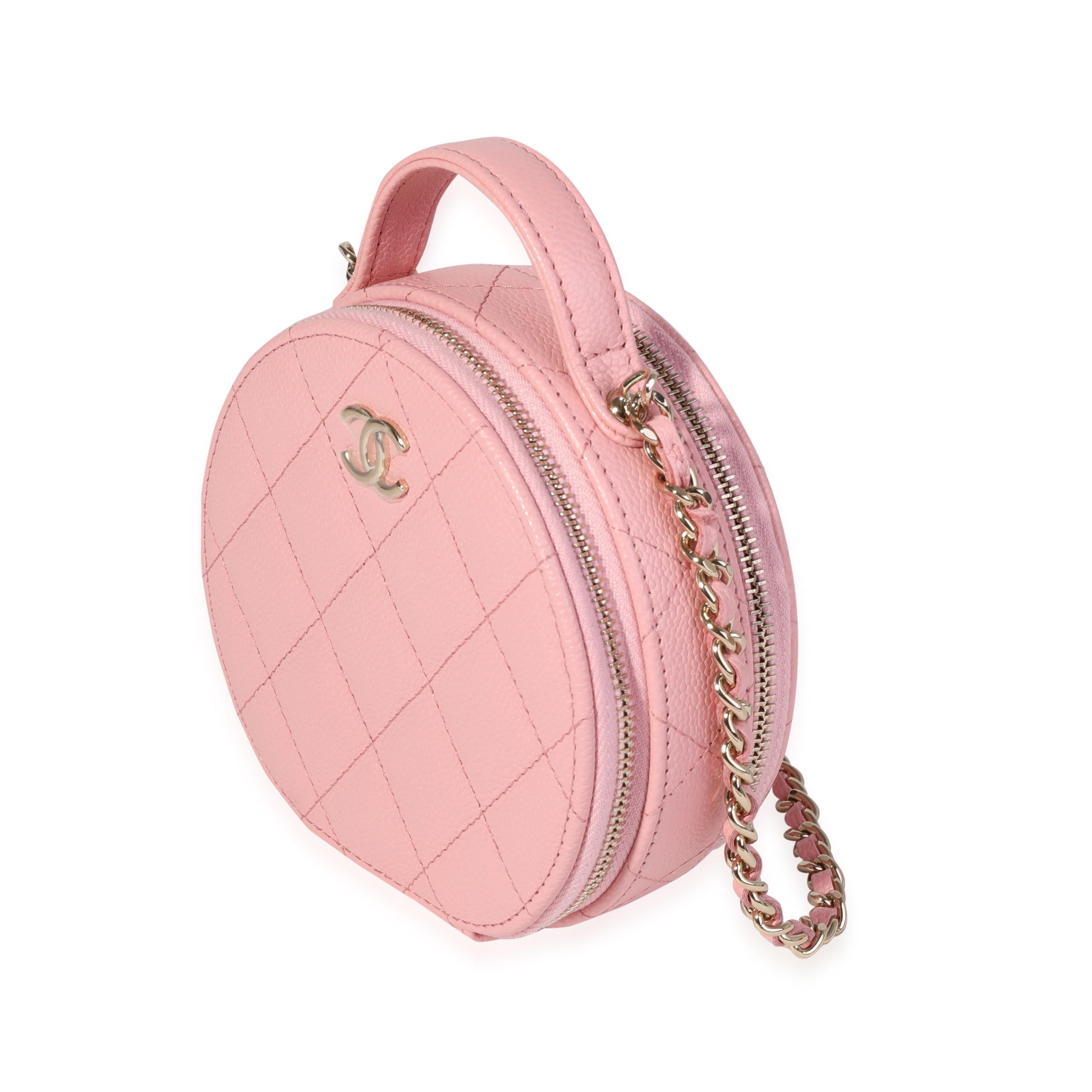 Chanel Pink Quilted Caviar Handle With Care Vanity Crossbody In condizioni ottime a New York, NY