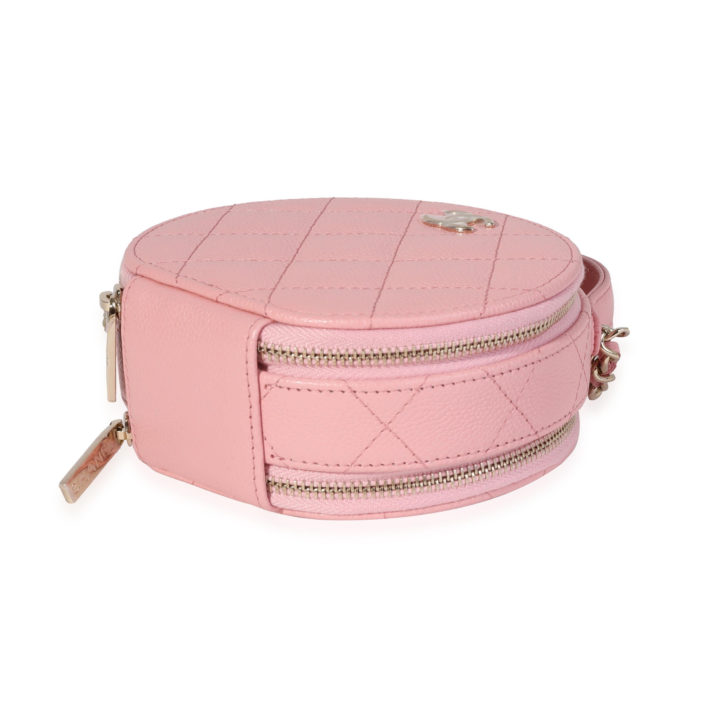 Donna Chanel Pink Quilted Caviar Handle With Care Vanity Crossbody
