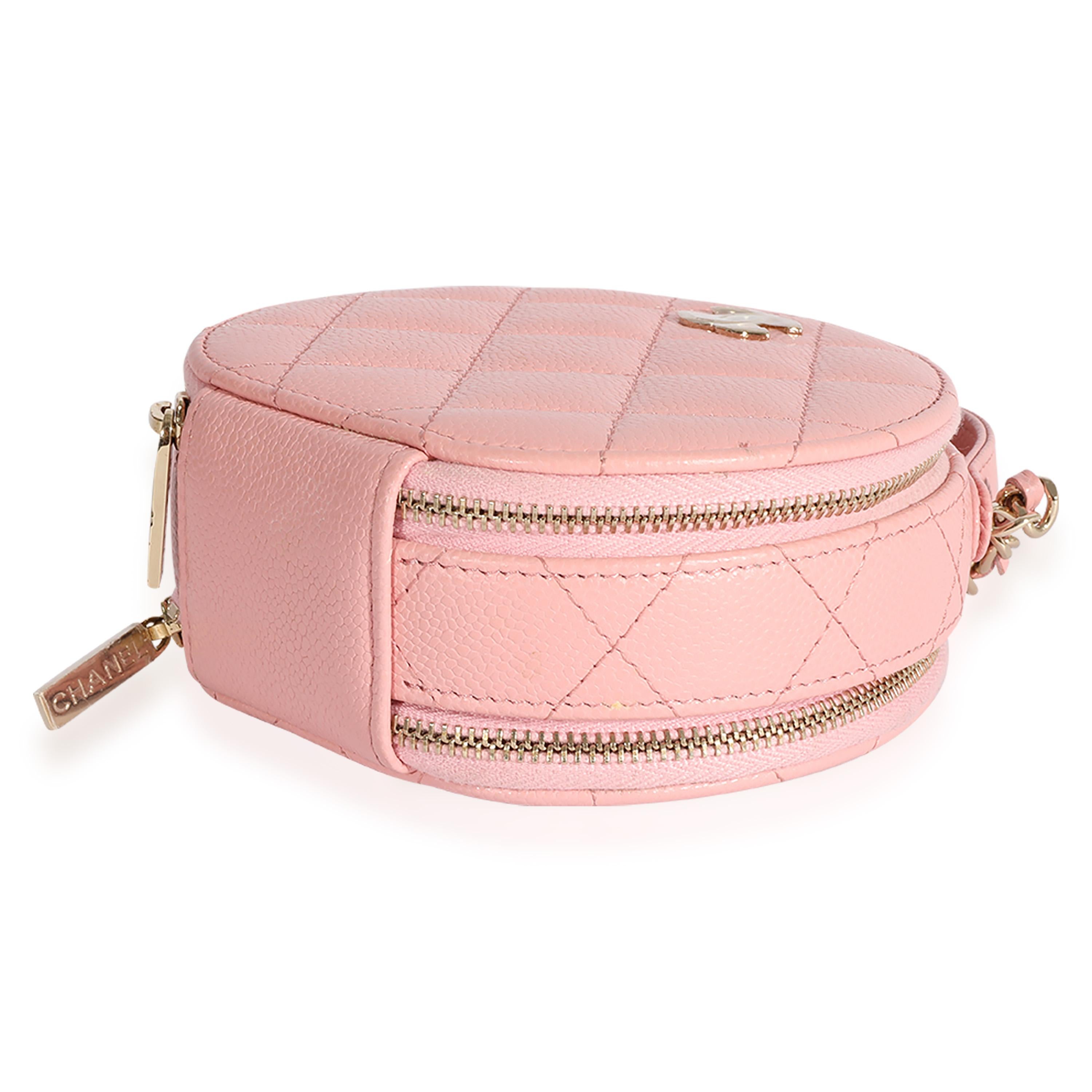 Women's Chanel Pink Quilted Caviar Handle With Care Vanity Crossbody