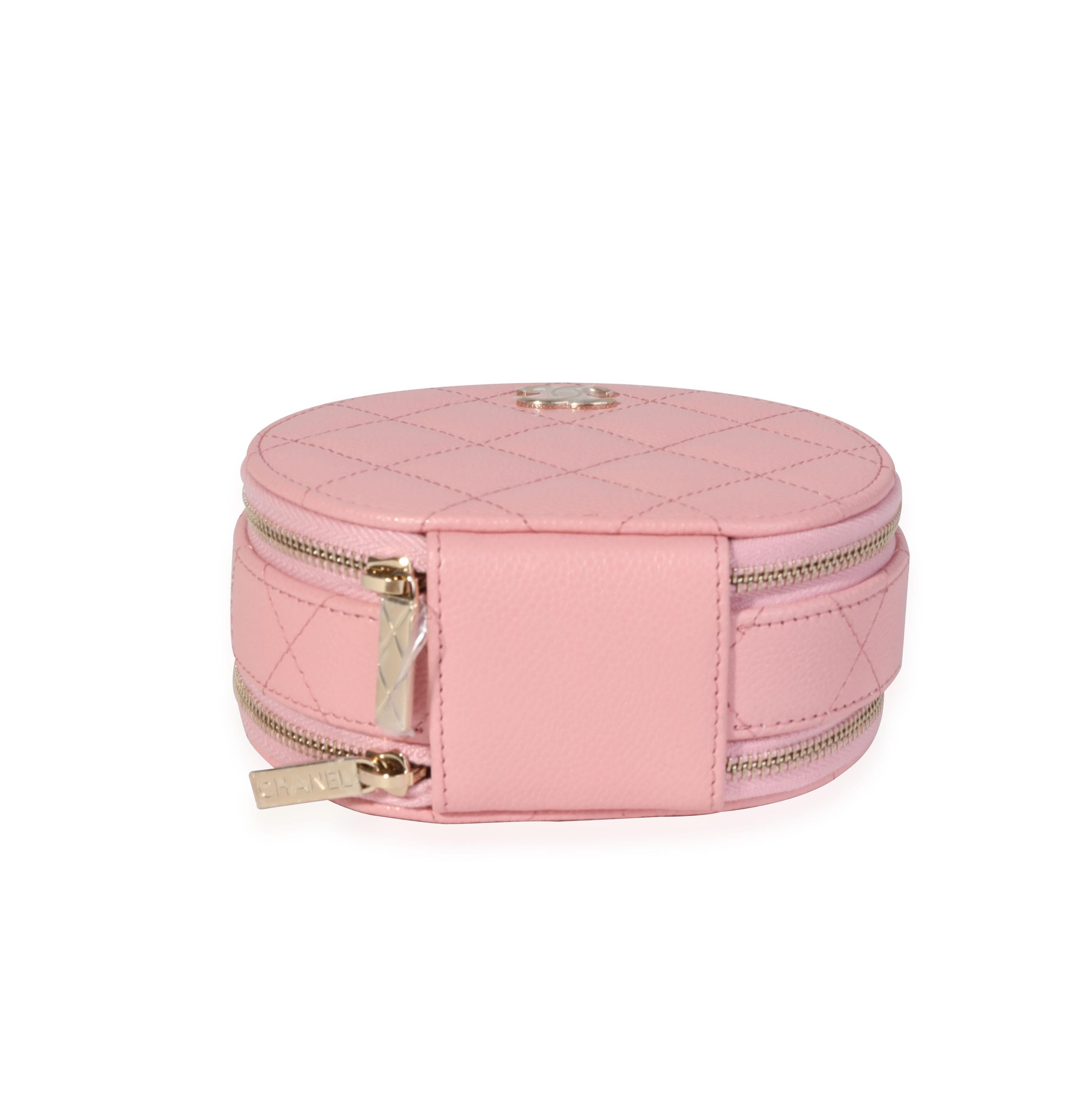 Chanel Pink Quilted Caviar Handle With Care Vanity Crossbody 3