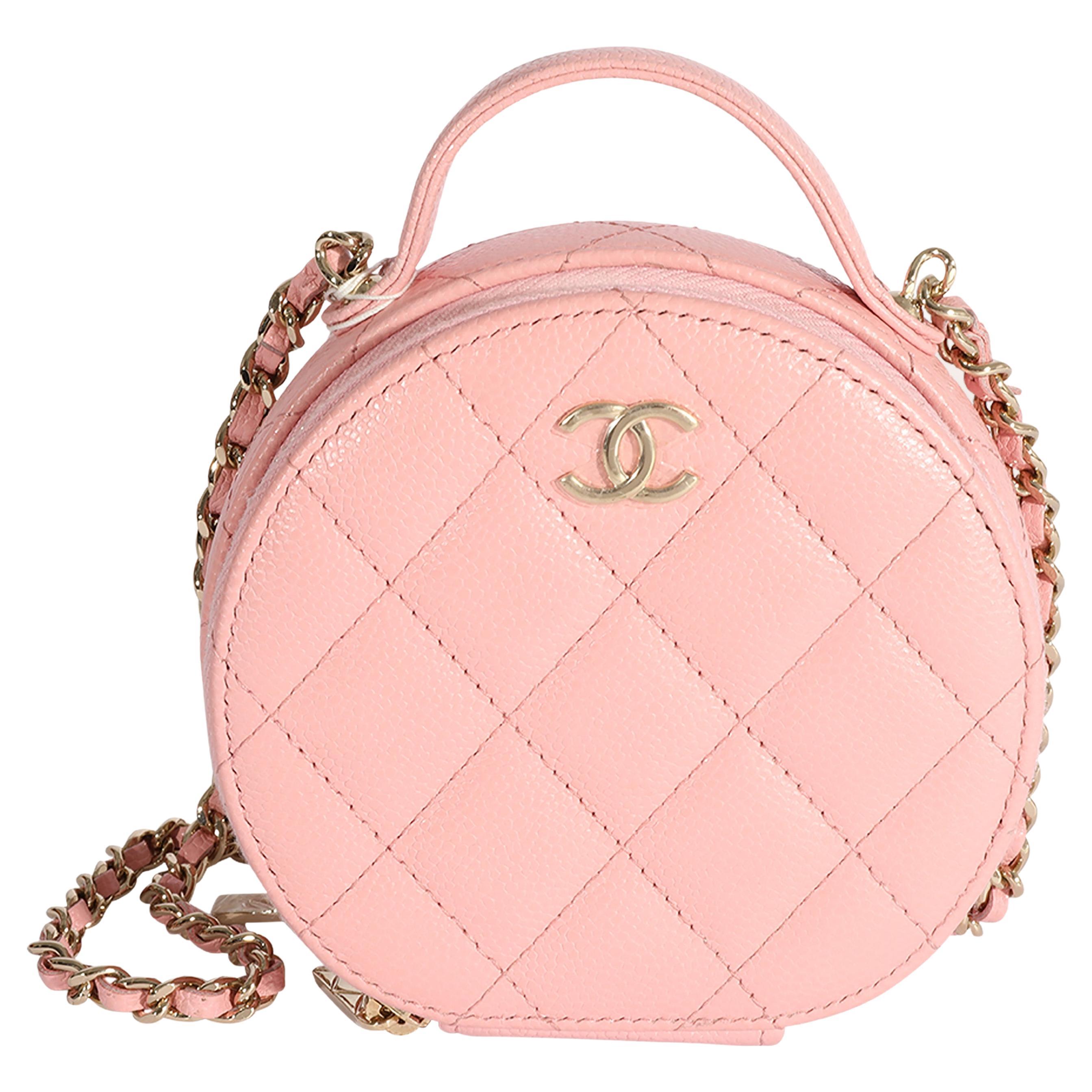 Chanel Pink Quilted Caviar Handle With Care Vanity Crossbody at 1stDibs