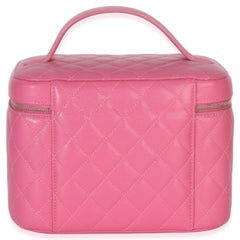 Chanel Pink Quilted Caviar Large Top Handle Vanity Case