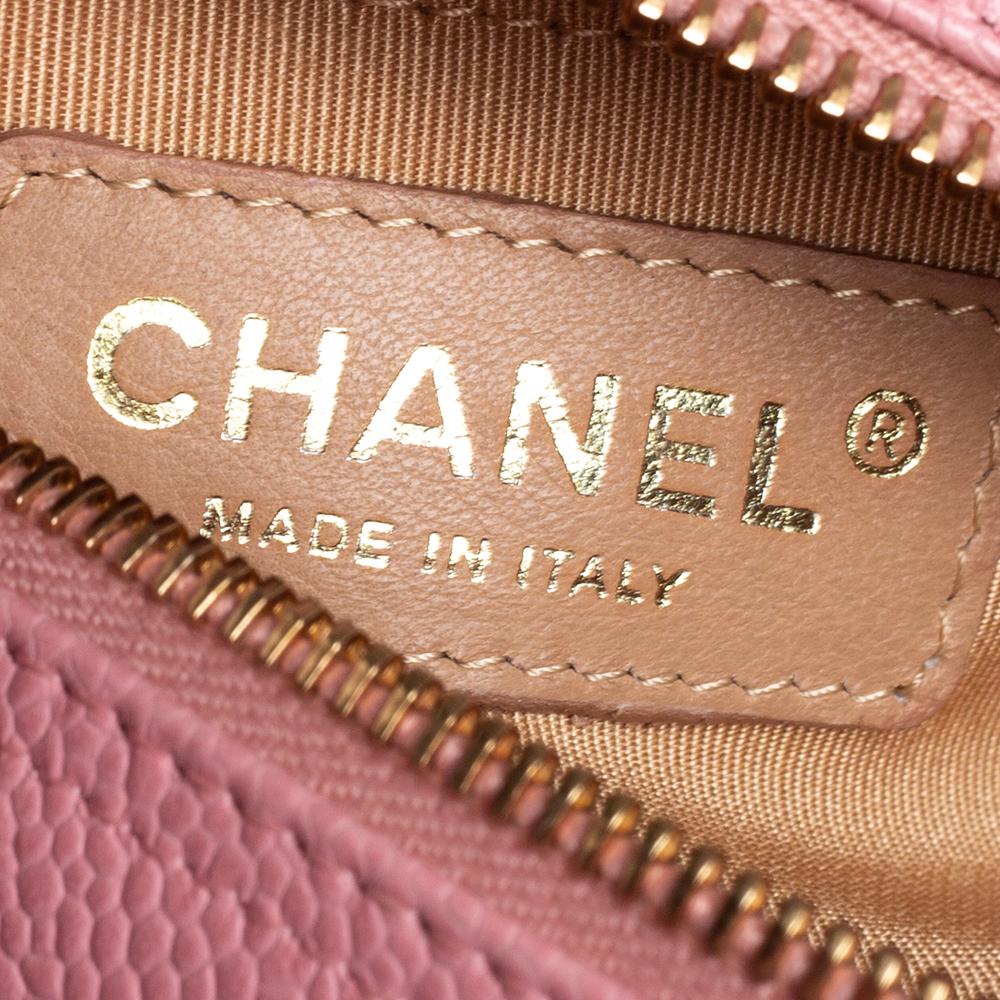 Chanel Rosa gesteppte Kaviar Leder CC Bowler Tasche 5