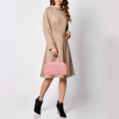 Chanel Pink Quilted Caviar Leather CC Bowler Bag