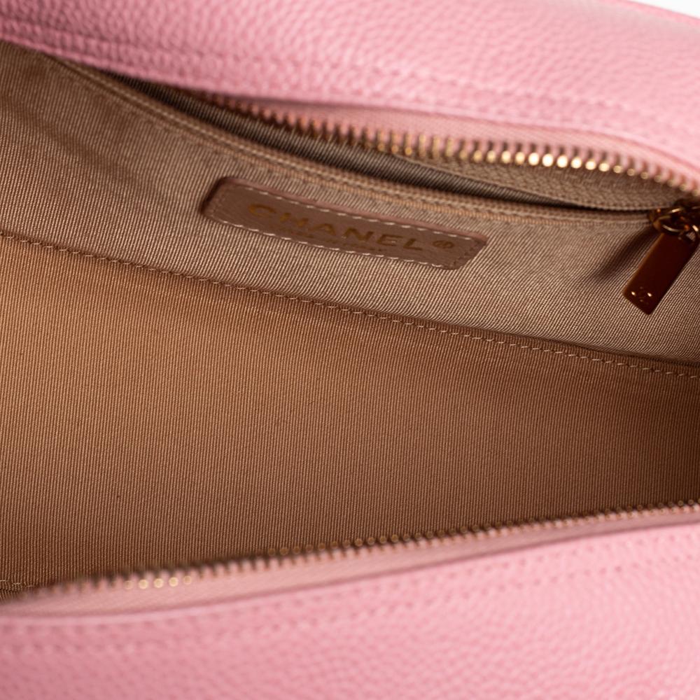 Chanel Rosa gesteppte Kaviar Leder CC Bowler Tasche 3