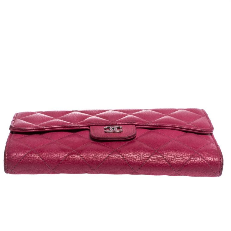 CHANEL Caviar Quilted Medium Flap Wallet Dark Pink 1235489