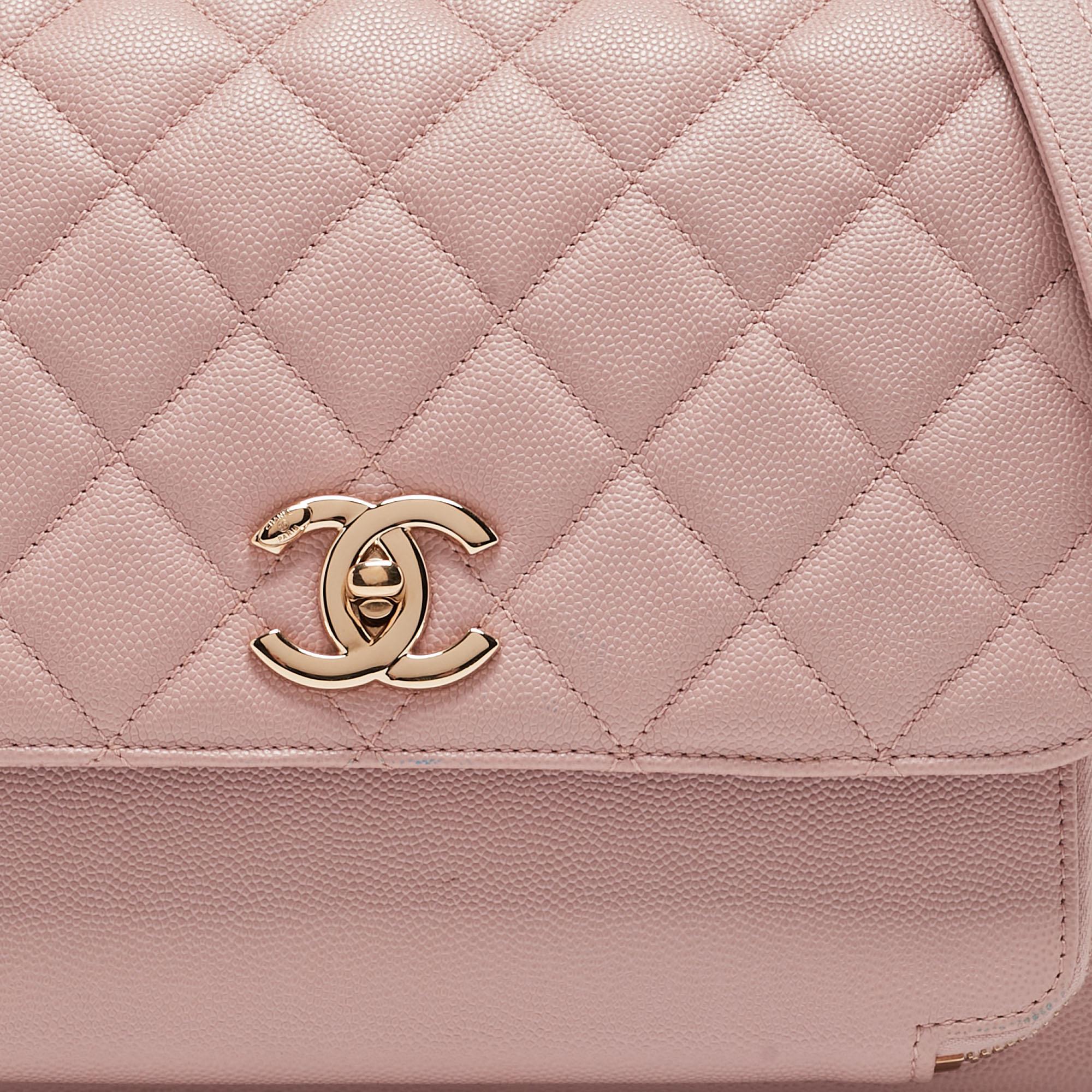 Women's Chanel Pink Quilted Caviar Leather Large Business Affinity Flap Bag