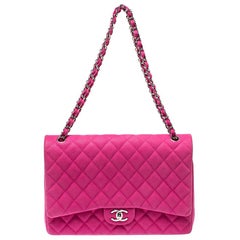 Chanel Pink Quilted Caviar Leather Maxi Classic Double Flap Bag