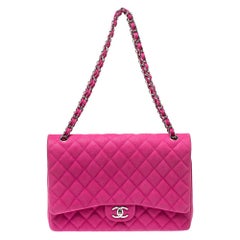 Chanel Pink Quilted Caviar Leather Maxi Classic Double Flap Bag