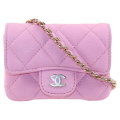 Chanel Rosa gesteppte Kaviarleder Micro Classic Klappe GHW 2CK126K