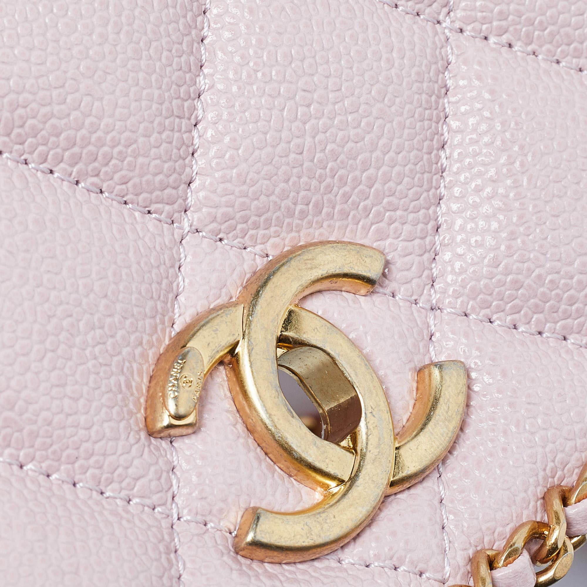 Chanel Pink Quilted Caviar Leather Mini Around Shoulder Bag 6