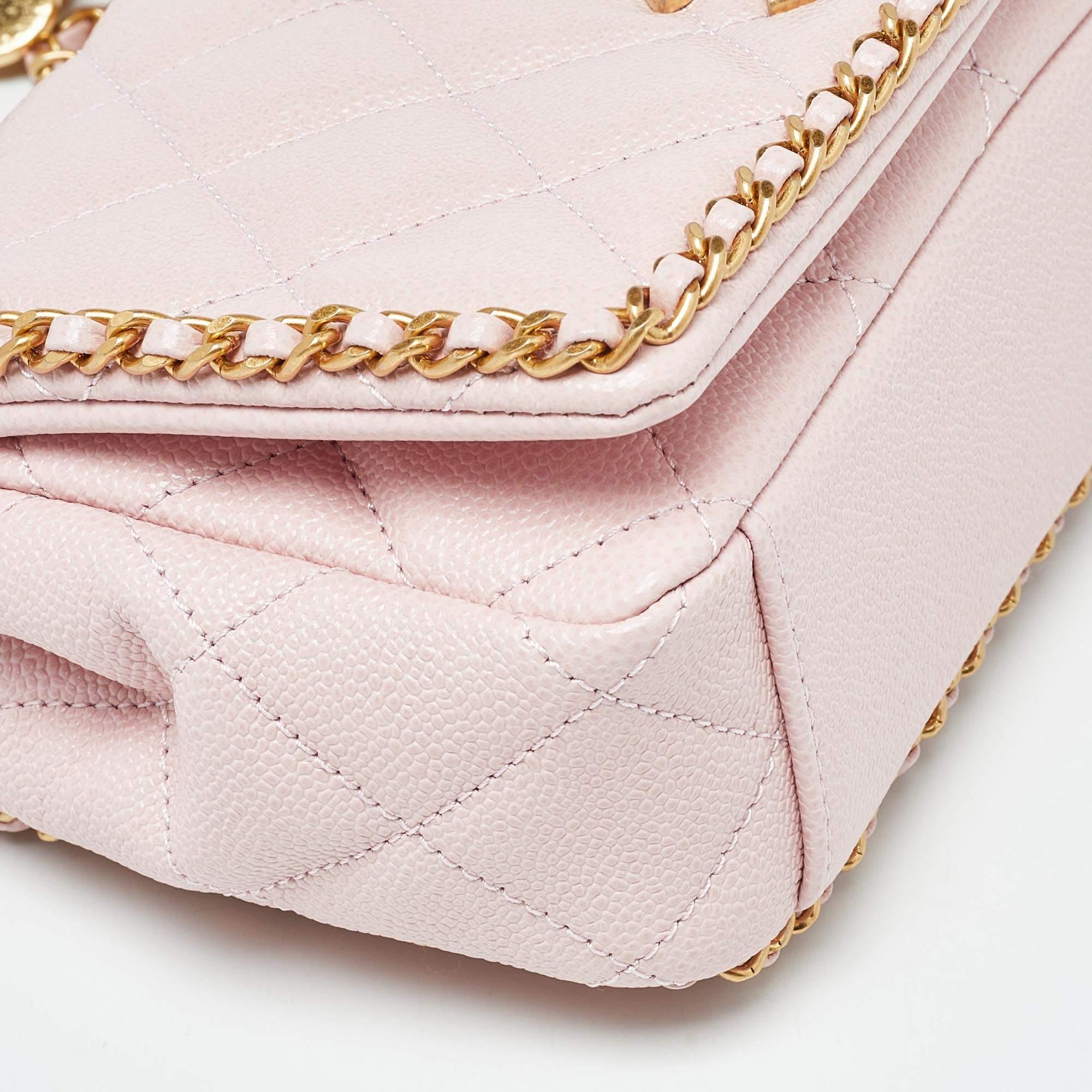 Chanel Pink Quilted Caviar Leather Mini Around Shoulder Bag 7