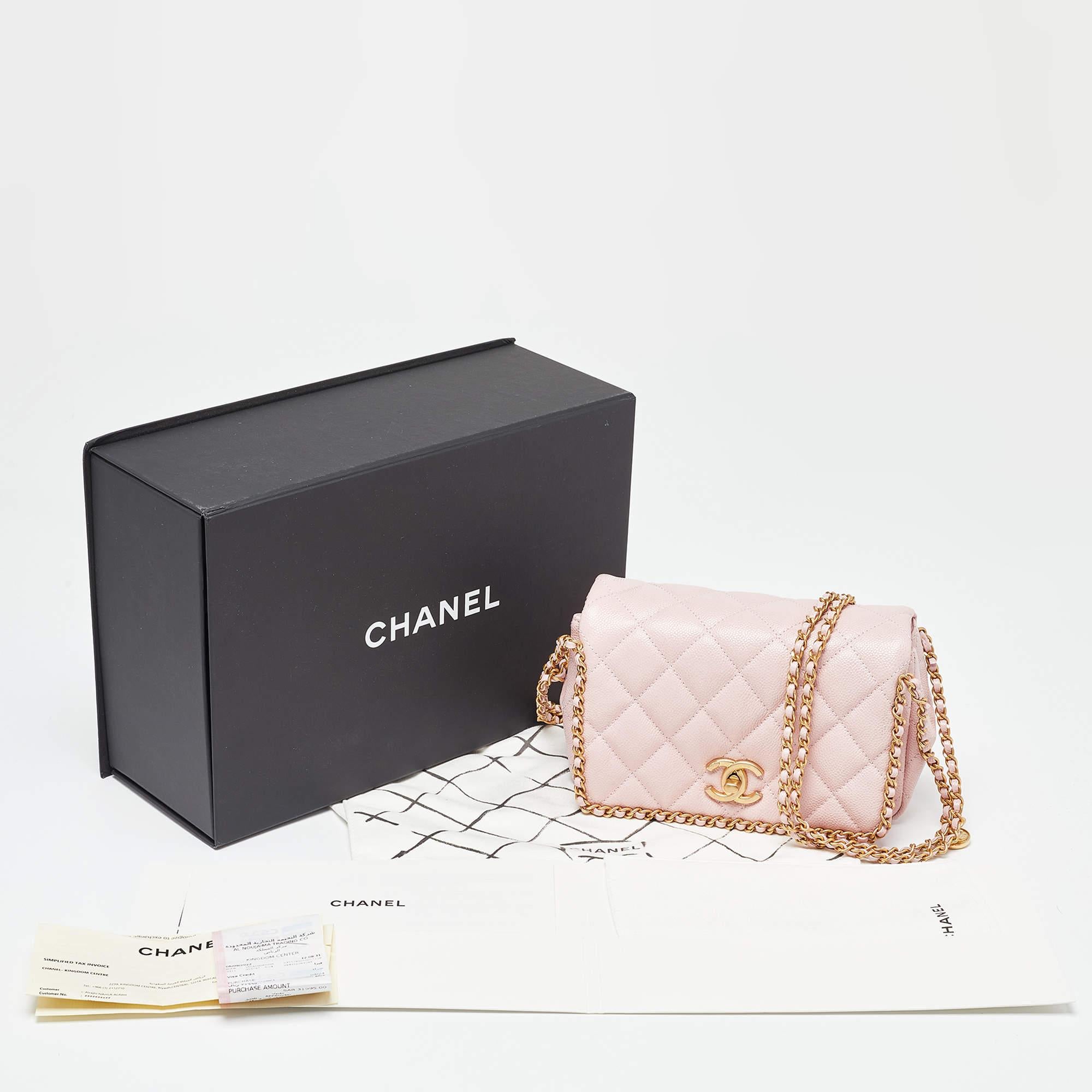 Chanel Pink Quilted Caviar Leather Mini Around Shoulder Bag 9
