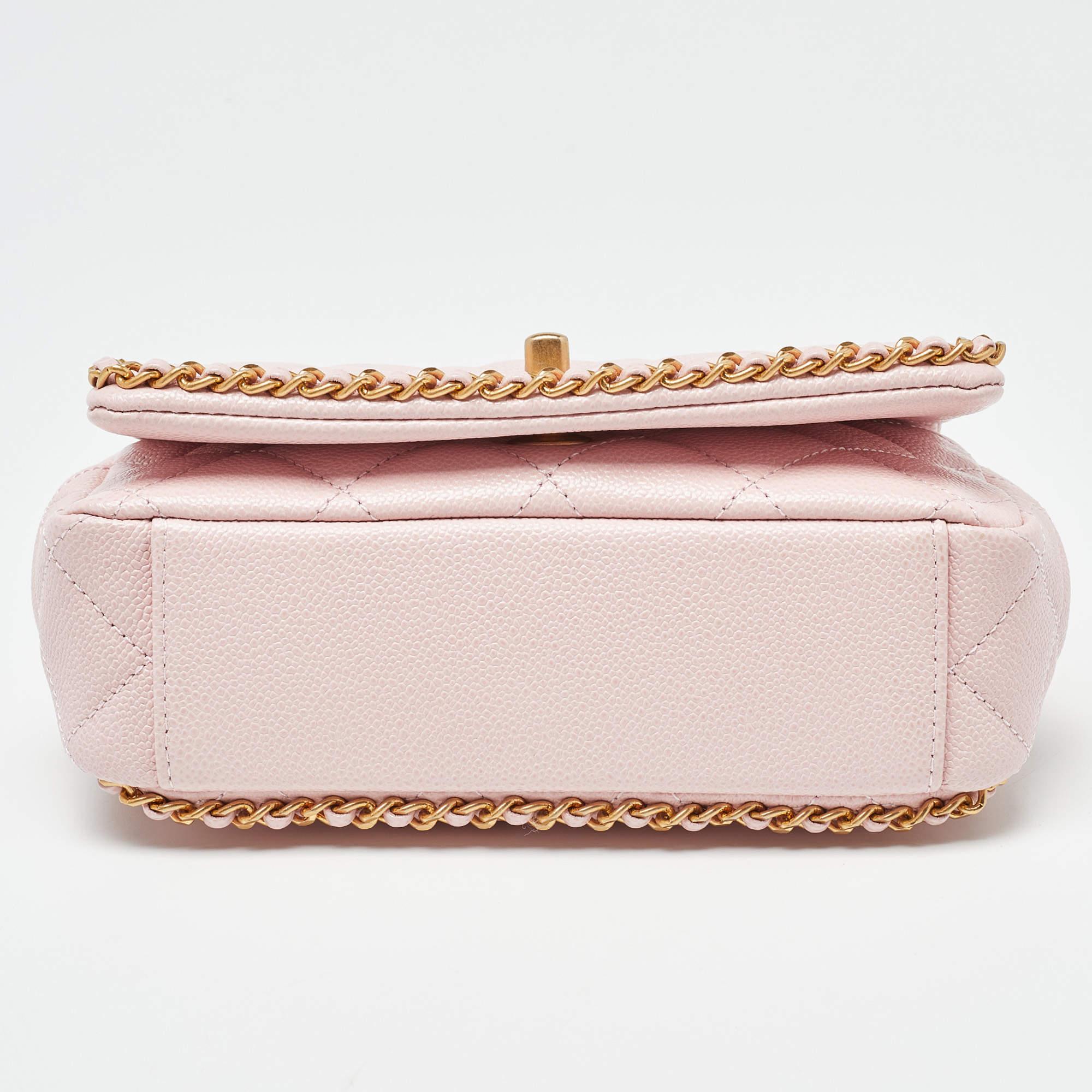 Chanel Pink Quilted Caviar Leather Mini Around Shoulder Bag 1