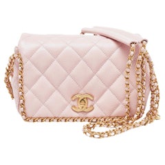 Chanel Pink Quilted Caviar Leather Mini Around Shoulder Bag