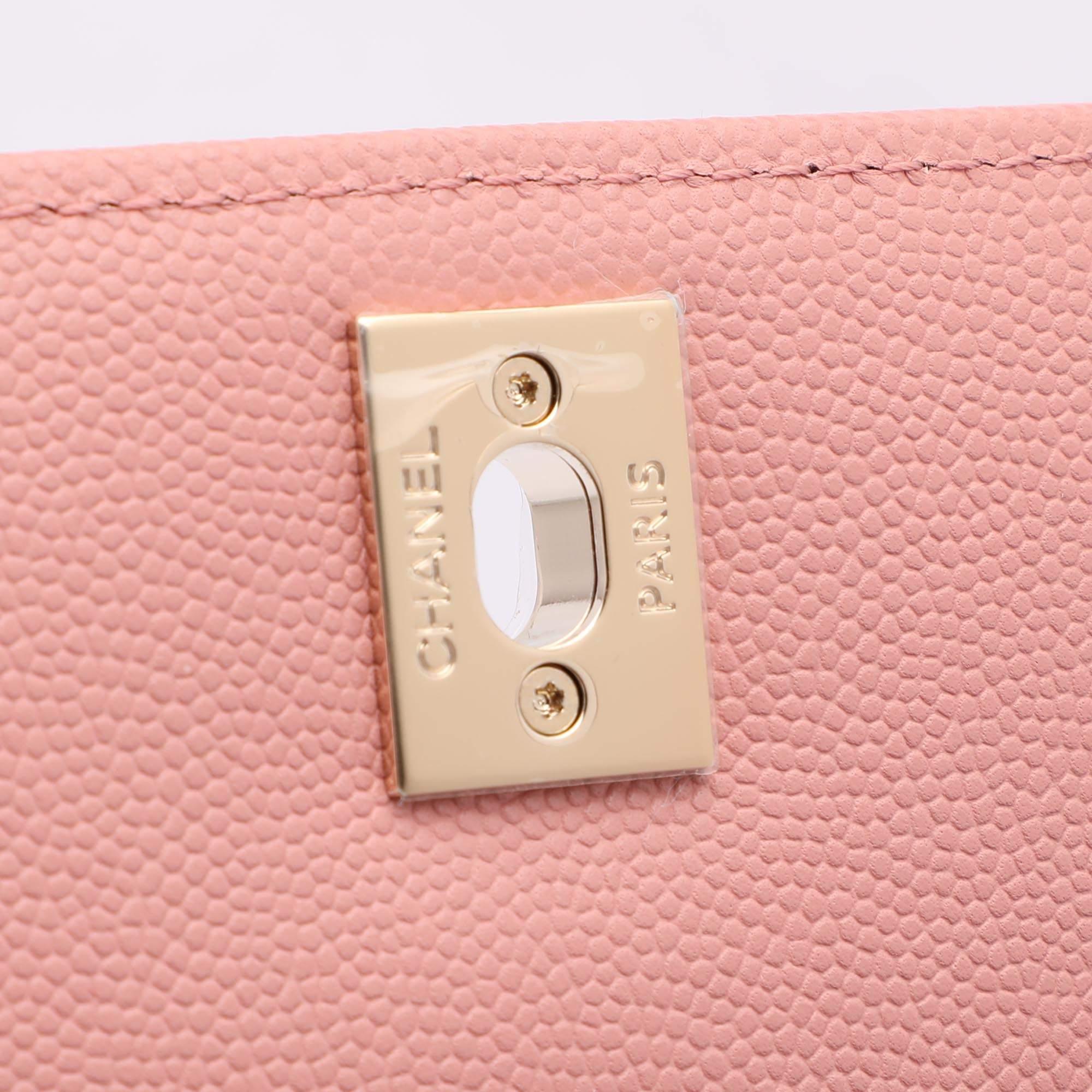 Chanel Pink Quilted Caviar Leather Mini Coco Top Handle Bag 1