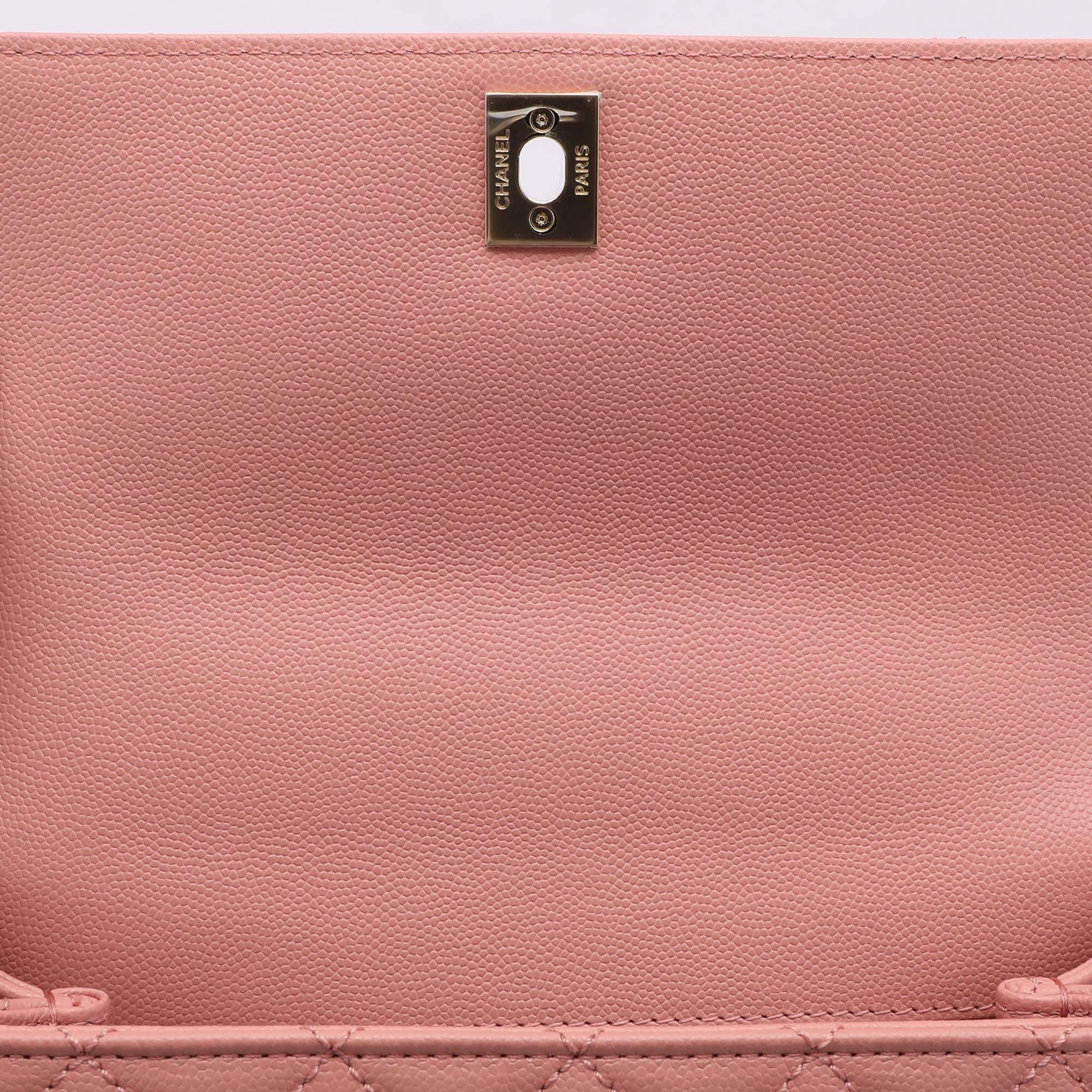 Chanel Pink Quilted Caviar Leather Mini Coco Top Handle Bag 2