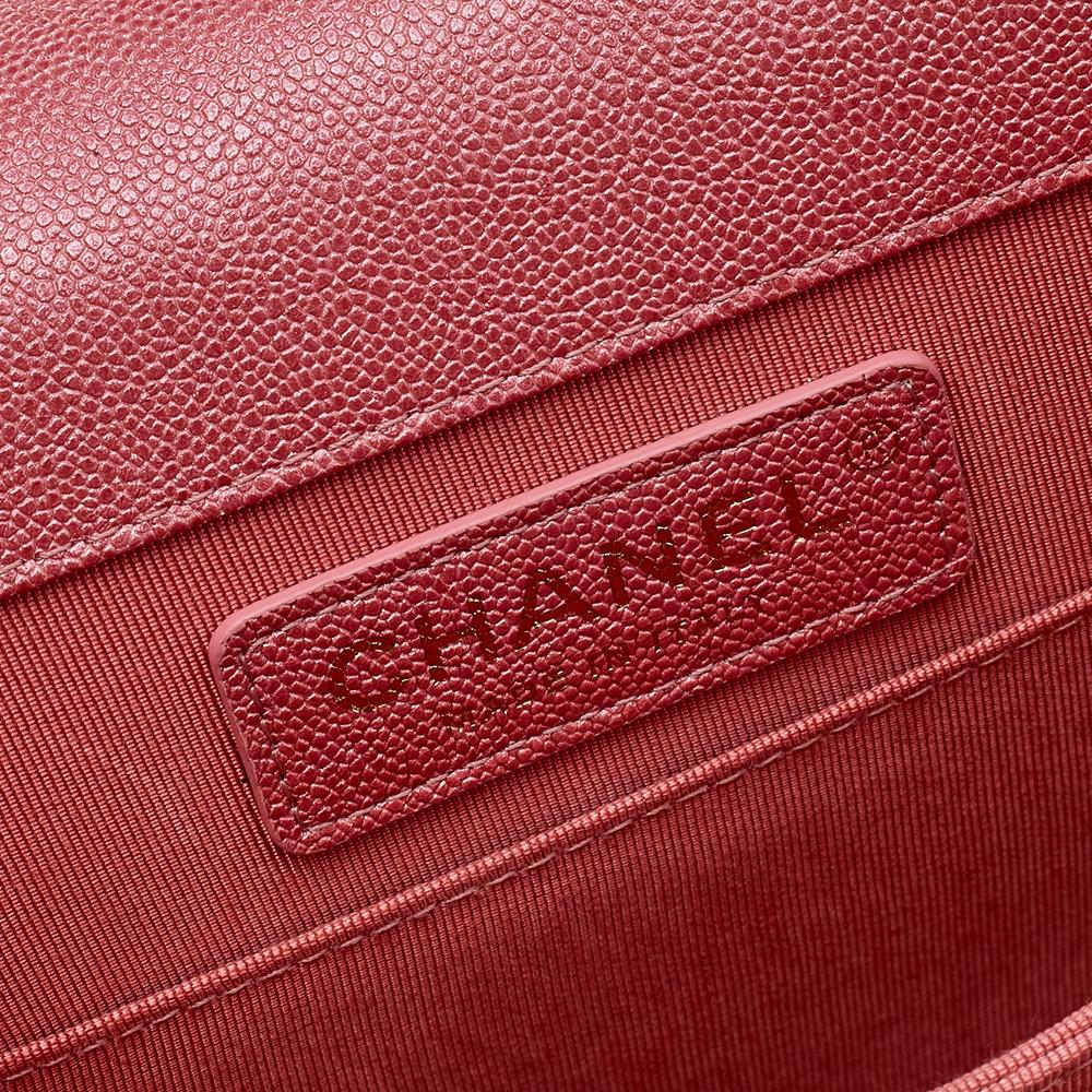 Chanel Pink Quilted Caviar Leather North/South Boy Bag 6