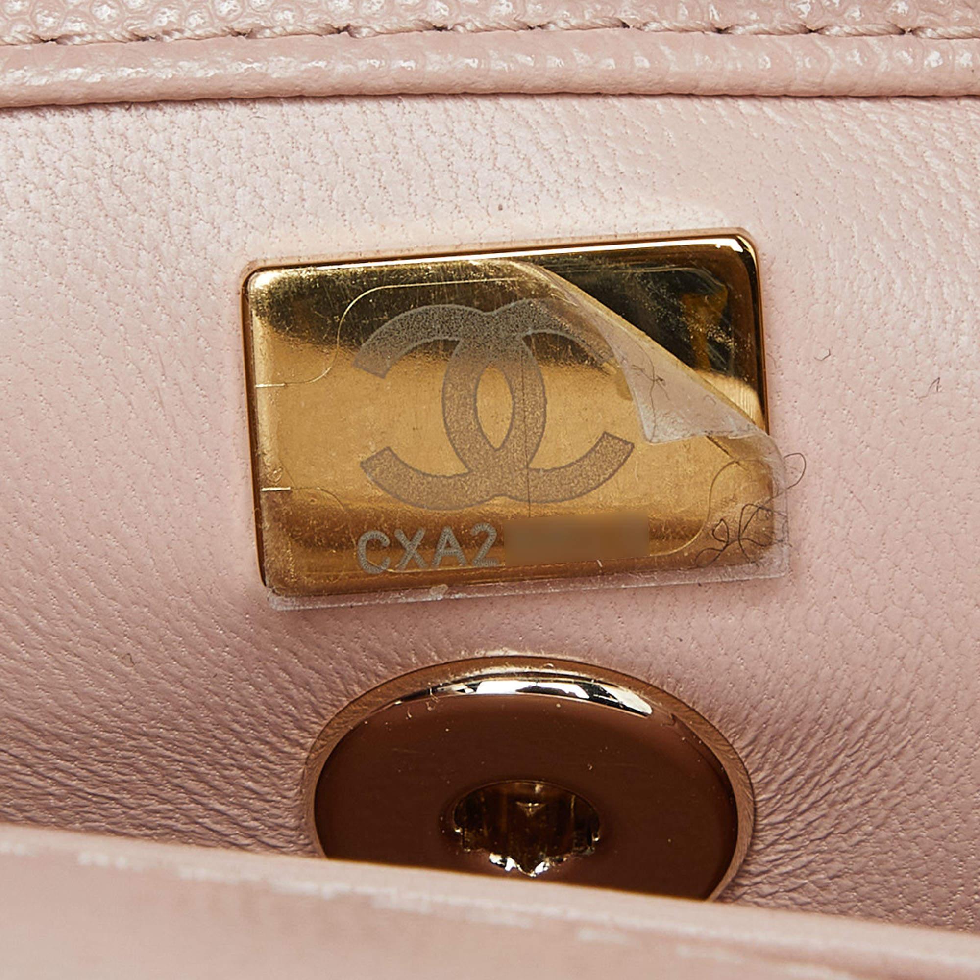 Chanel Pink Quilted Caviar Leather Small Coco Top Handle Bag 1