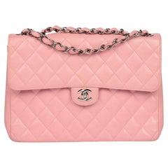 Chanel Pink Quilted Caviar Leather Vintage Jumbo Classic Single Flap Bag