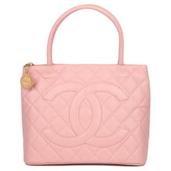 CHANEL Pink Quilted Caviar Leather Vintage Medallion Tote