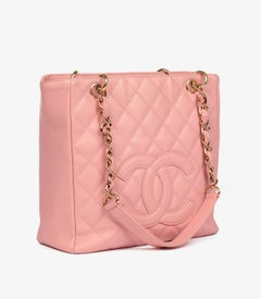 Chanel Pink Quilted Caviar Leather Vintage Petite Shopping Tote PST