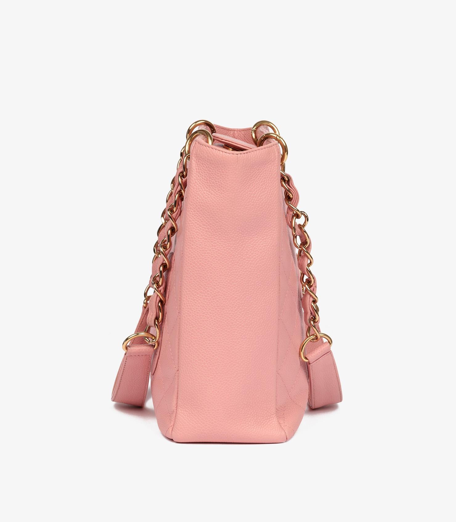 Chanel Pink Quilted Caviar Leather Vintage Petite Shopping Tote PST In Excellent Condition For Sale In Bishop's Stortford, Hertfordshire