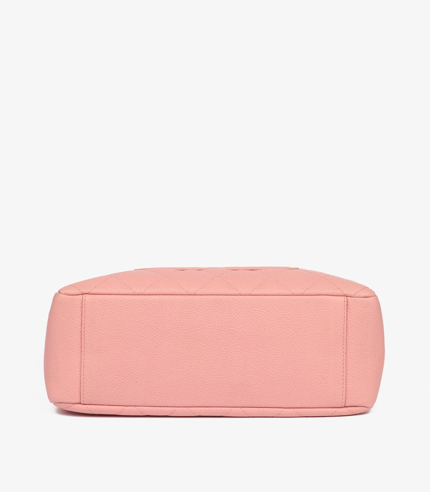 Chanel Pink Quilted Caviar Leather Vintage Petite Shopping Tote PST For Sale 2