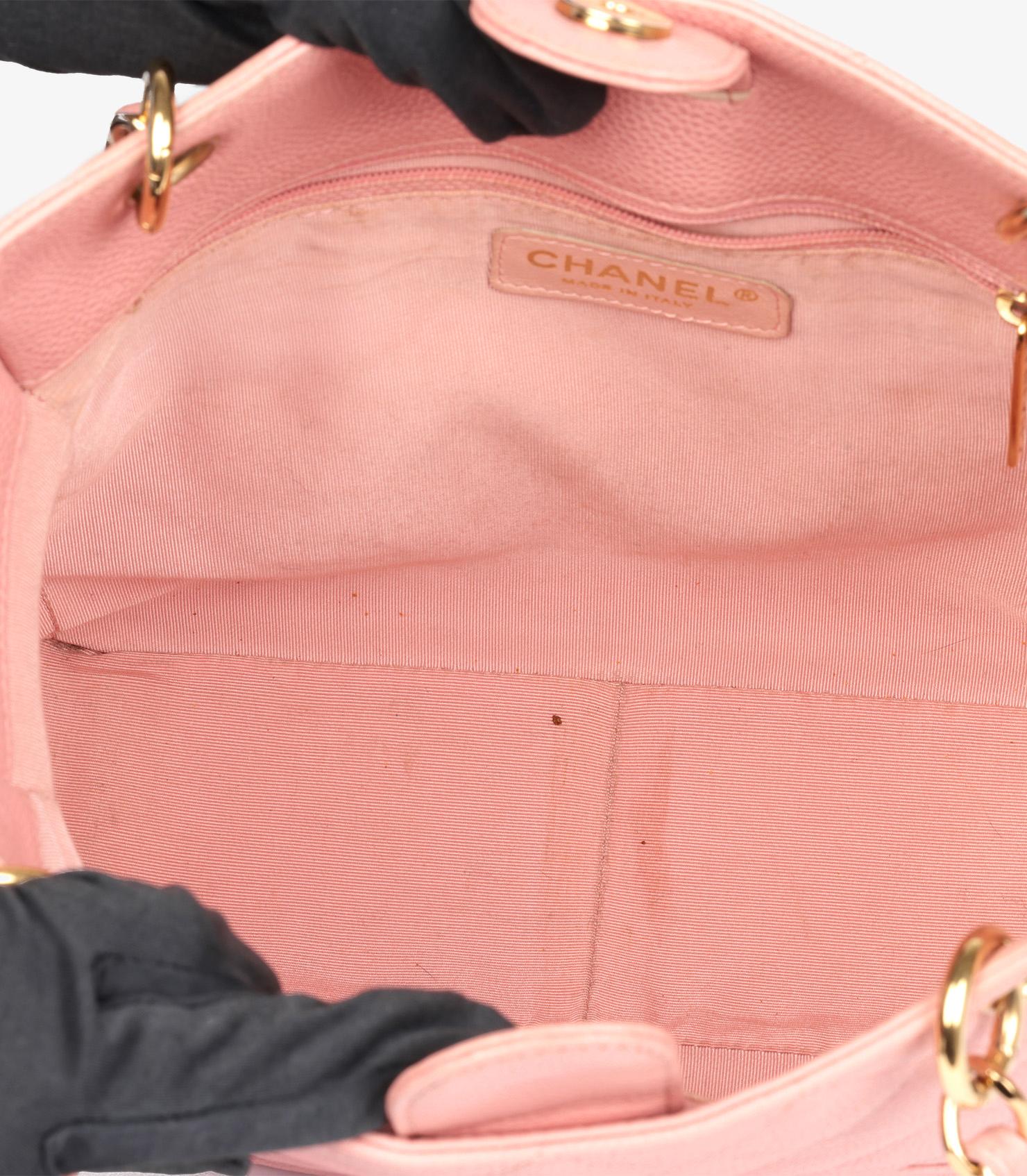 Chanel Pink Quilted Caviar Leather Vintage Petite Shopping Tote PST For Sale 5