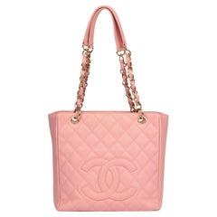 Chanel Pink Quilted Caviar Leather Vintage Petite Shopping Tote PST