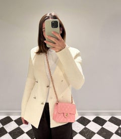 Chanel Pink Quilted Caviar Leather Vintage Square Mini Flap Bag