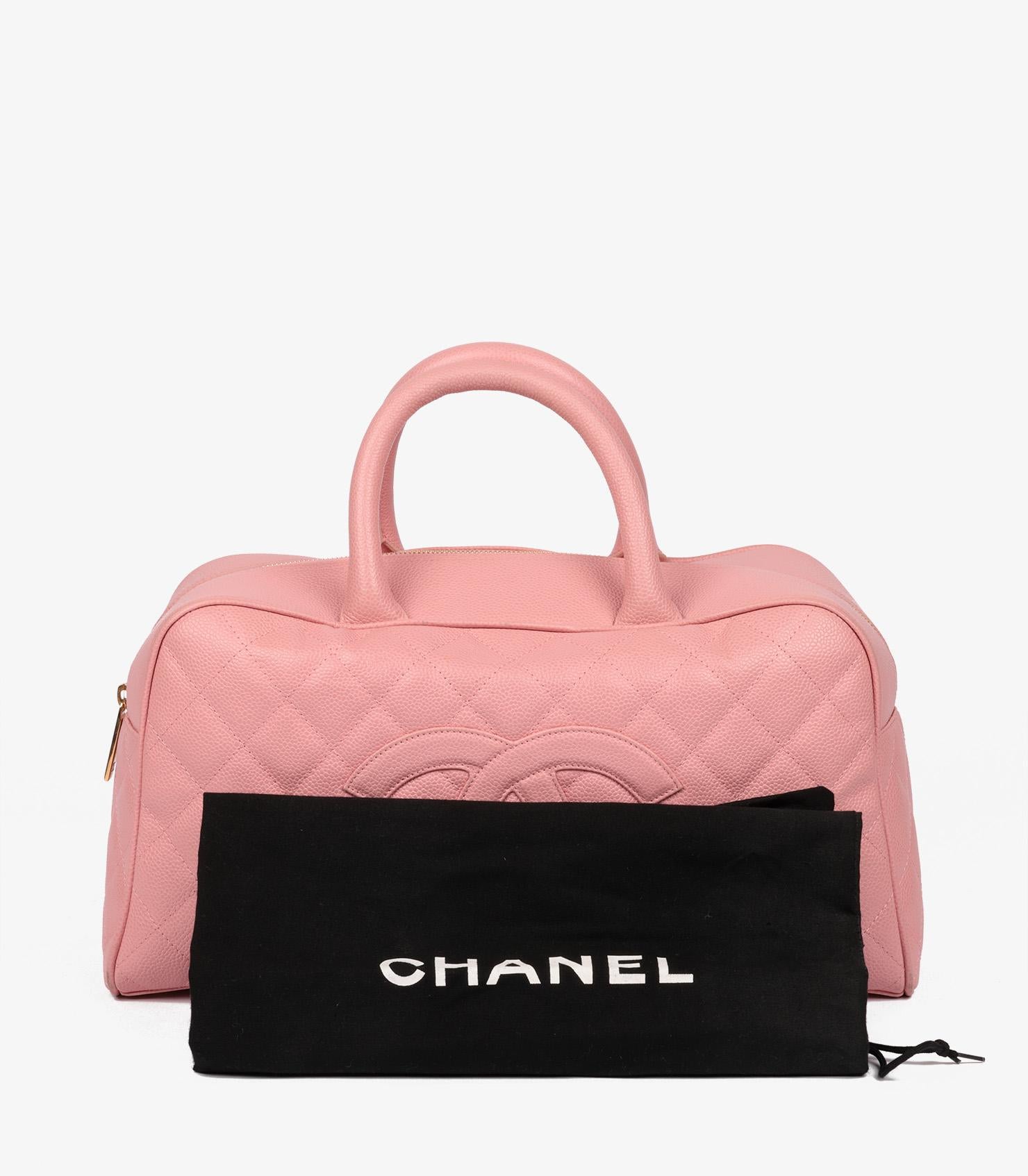 Chanel Bolso Boston Vintage Timeless Piel Caviar Acolchada Rosa 7