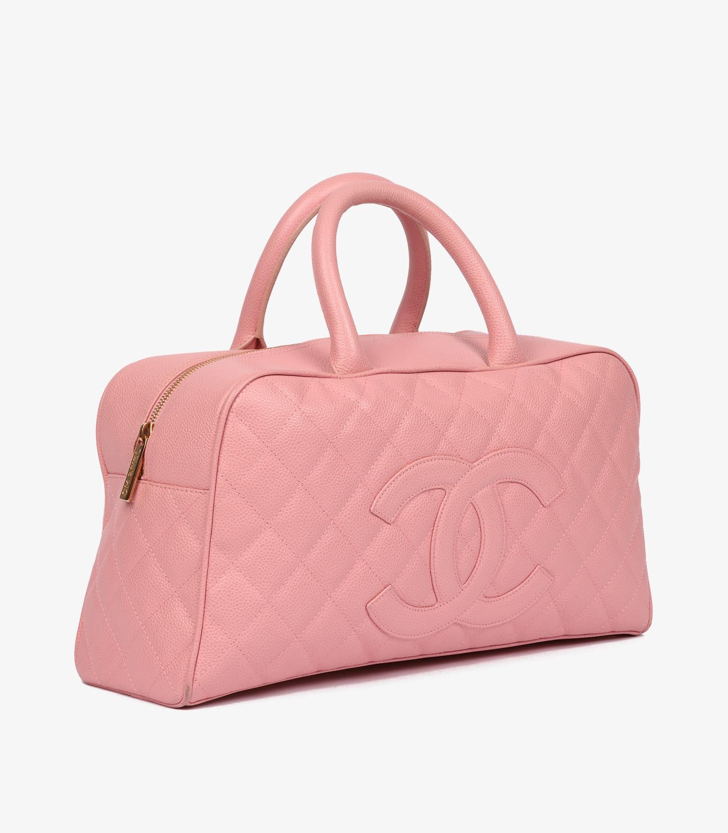 Chanel Bolso Boston Vintage Timeless Piel Caviar Acolchada Rosa en Excelente Estado en Bishop's Stortford, Hertfordshire