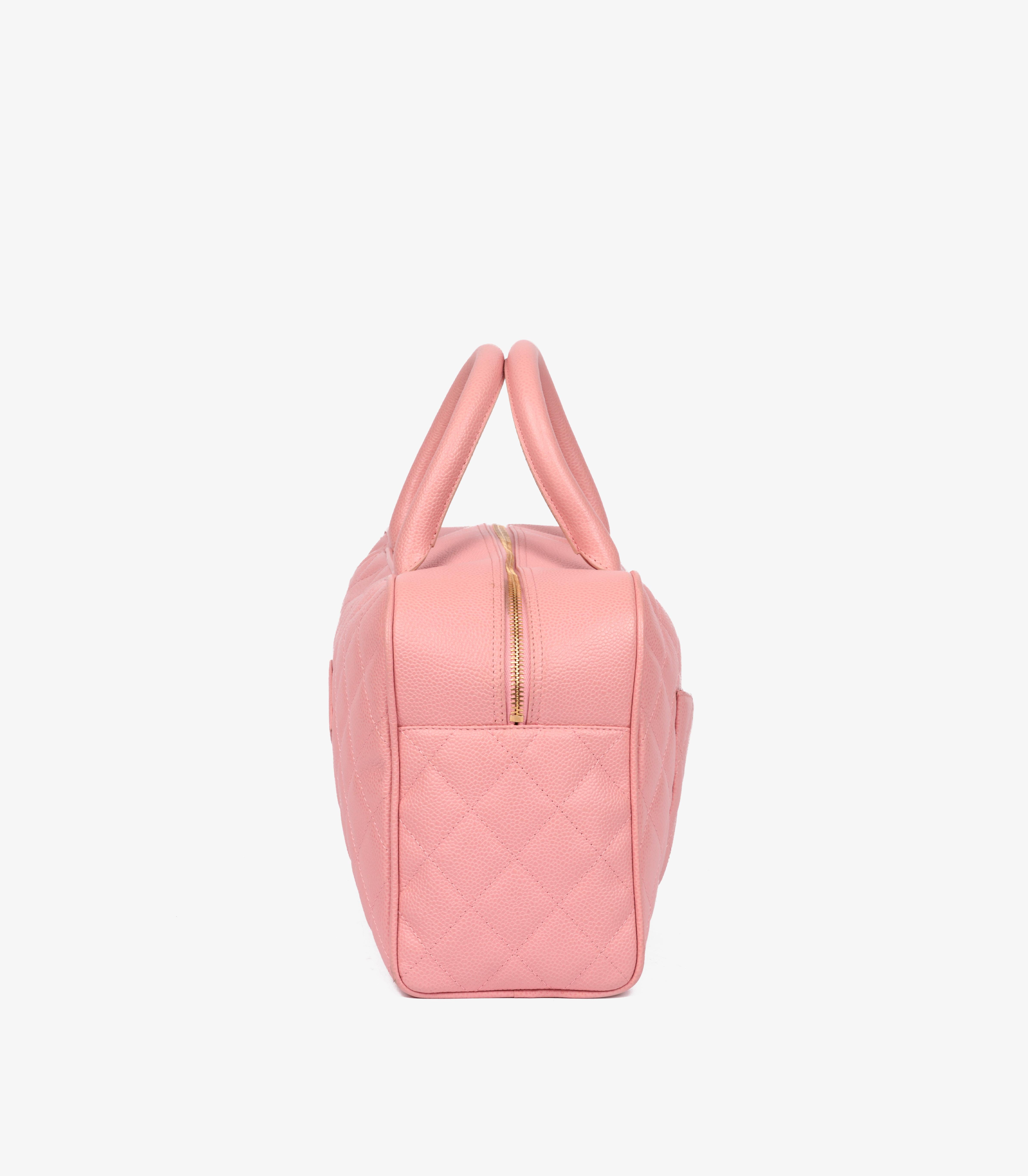Chanel Bolso Boston Vintage Timeless Piel Caviar Acolchada Rosa 1
