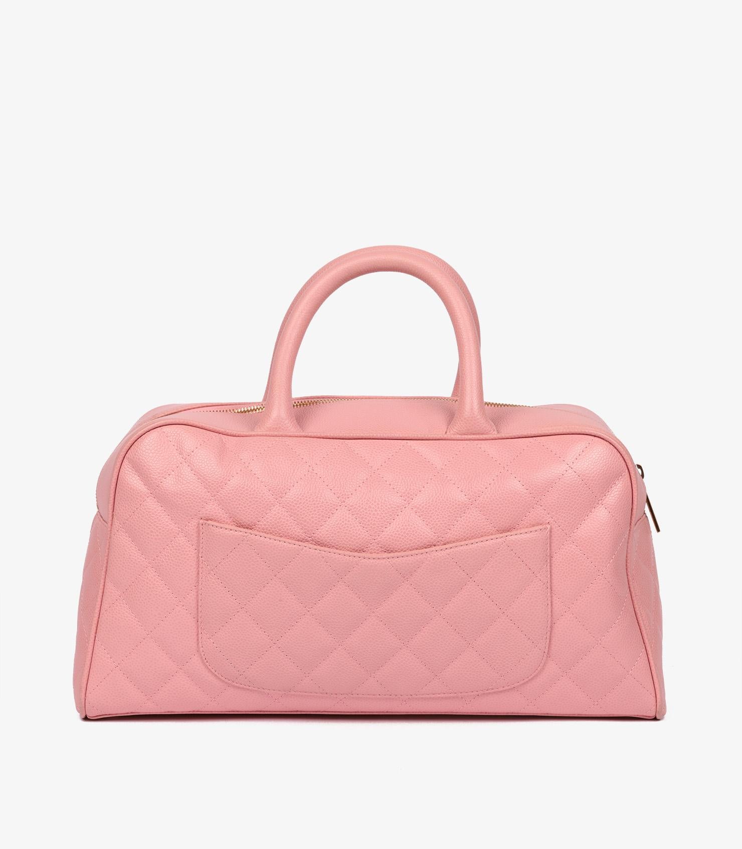 Chanel Bolso Boston Vintage Timeless Piel Caviar Acolchada Rosa 2