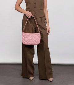 Chanel Pink Quilted Caviar Leather Vintage Timeless Hobo Bag