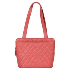 CHANEL Pink Quilted Caviar Leather Vintage Timeless Shoulder Bag