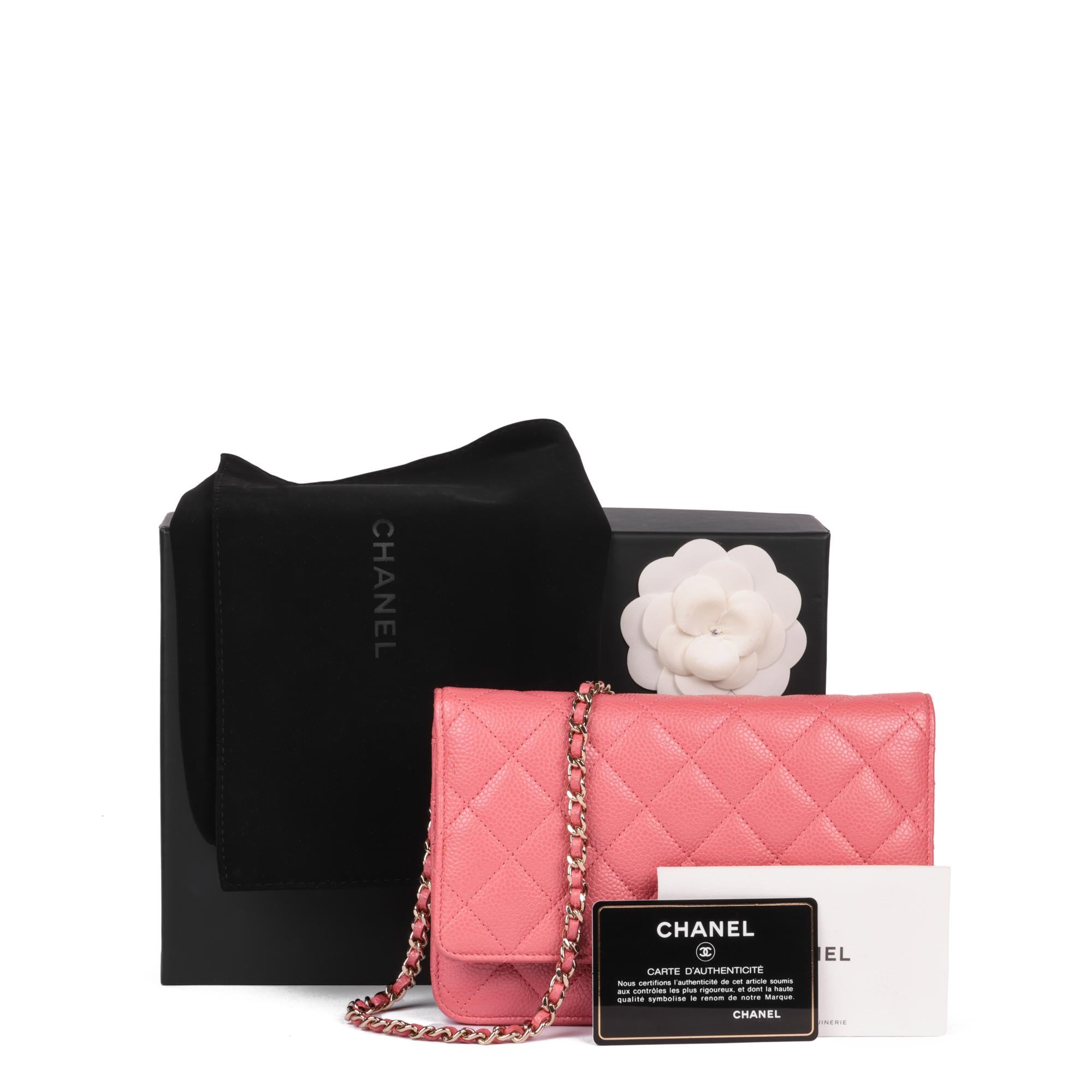 CHANEL Pink Quilted Caviar Leather Wallet-on-Chain WOC 8