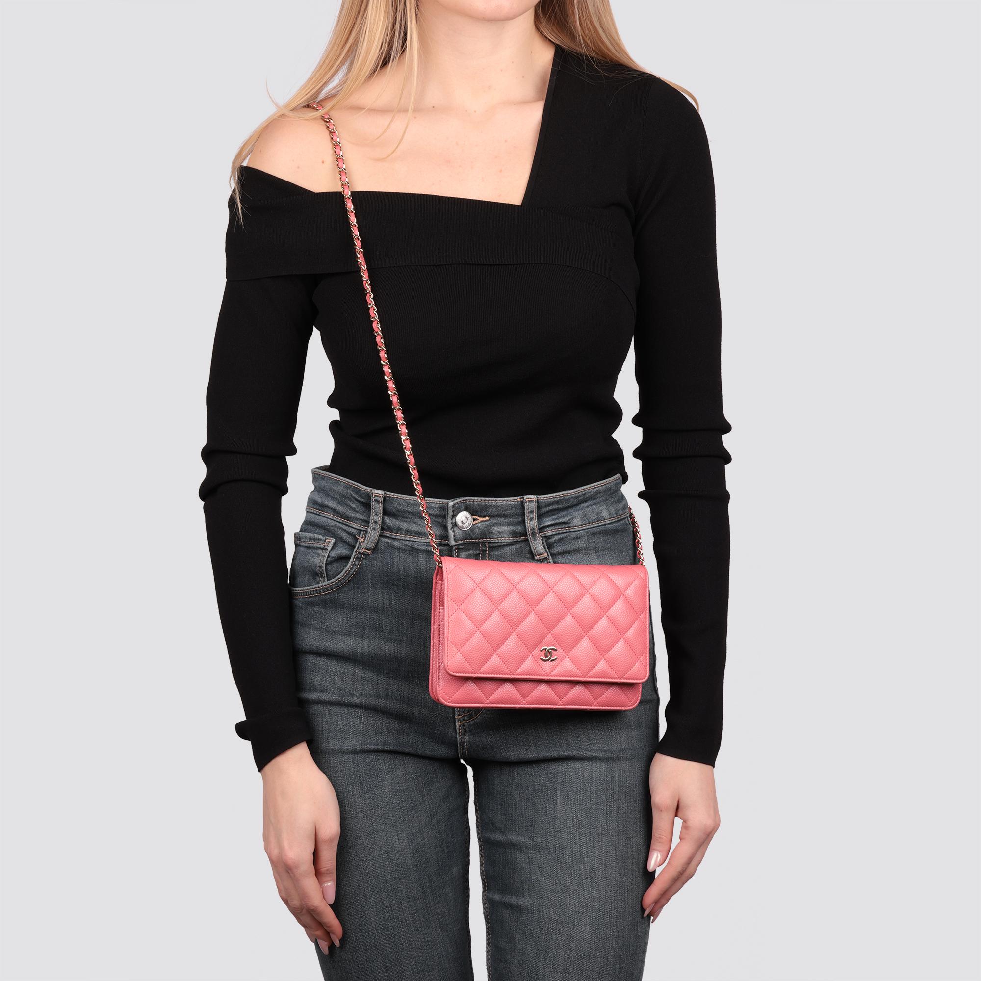 CHANEL Pink Quilted Caviar Leather Wallet-on-Chain WOC 9