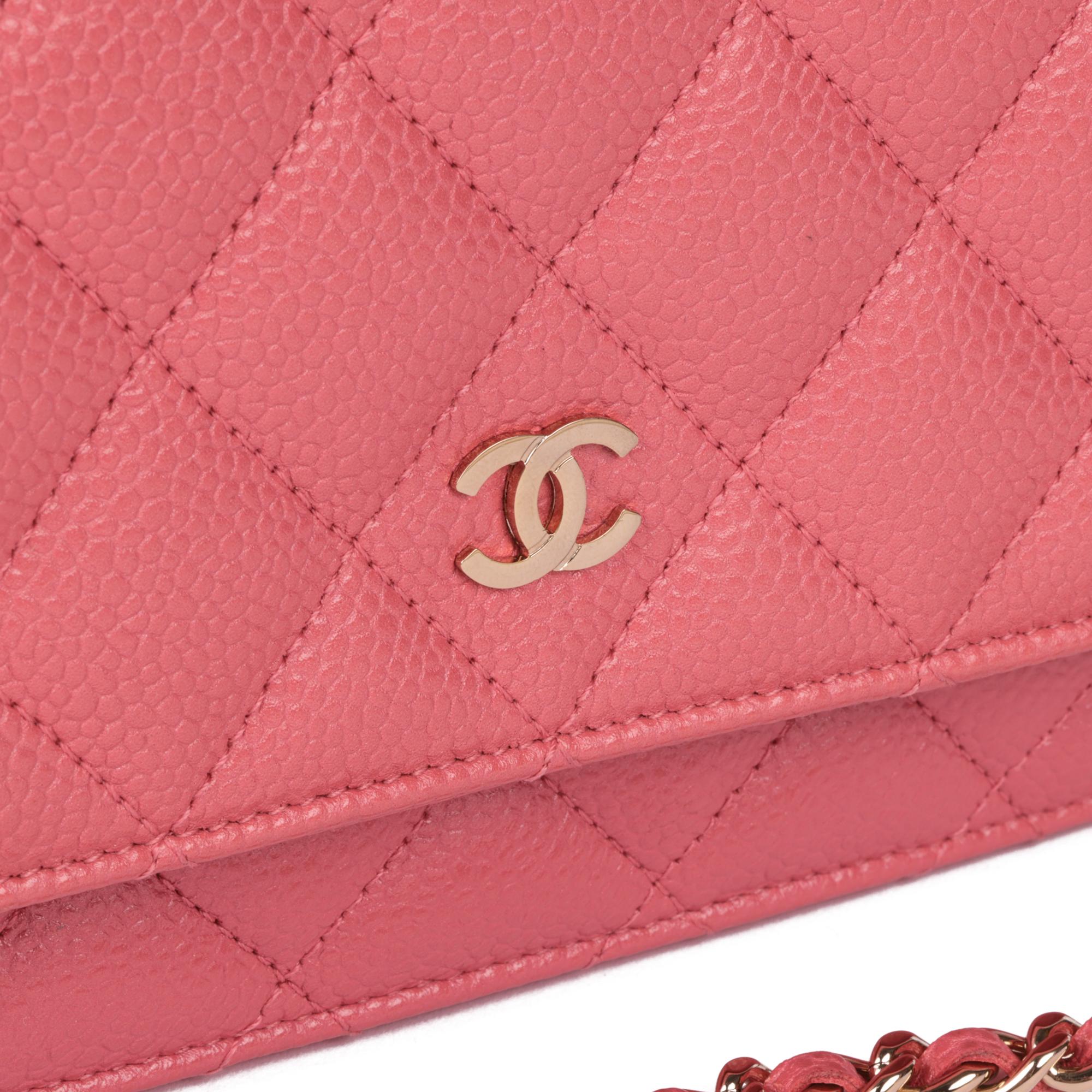 CHANEL Pink Quilted Caviar Leather Wallet-on-Chain WOC 3